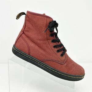 Dr. Martens Women's Shoreditch Cherry Red Canvas Boots Size US 7 (EU 38)